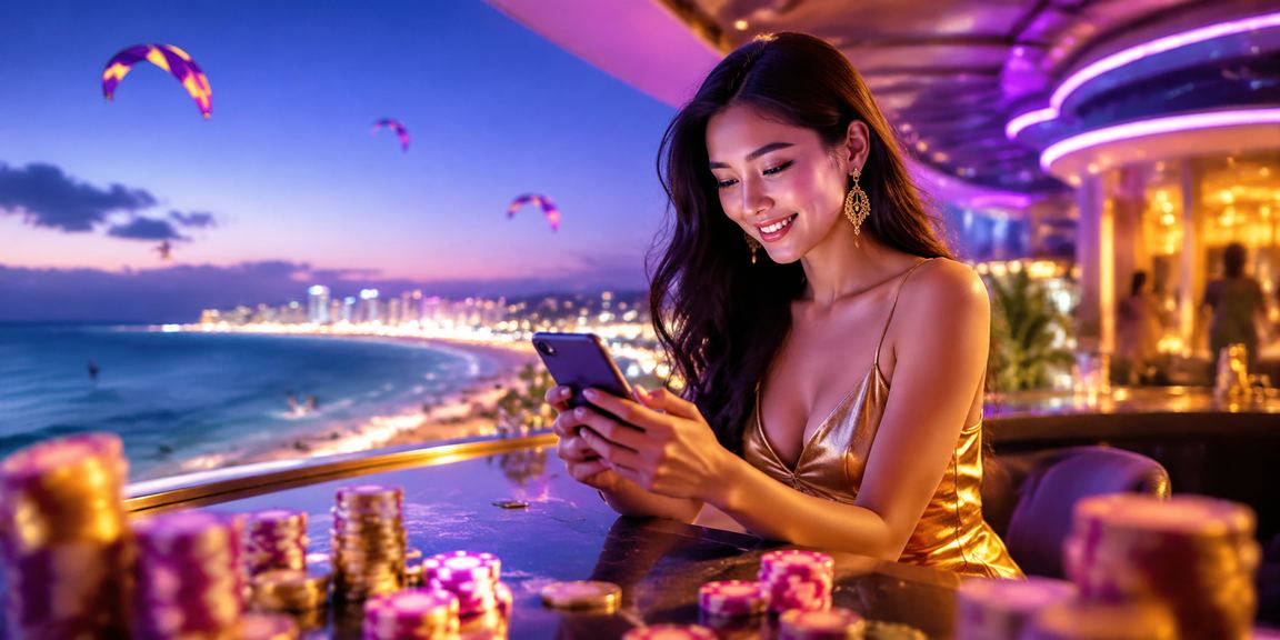 Giao diện ứng dụng di động casino neon tại Mũi Né