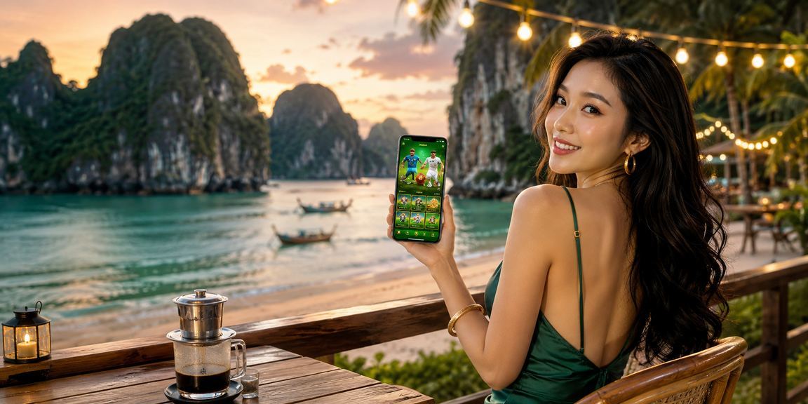 Người dùng tại Ninh Bình dùng điện thoại kiểm tra voucher ưu đãi tại quán cà phê